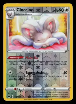 Cinccino 147/202 Rare Sword & Shield Pokemon Reverse Holo Near Mint - Image 1