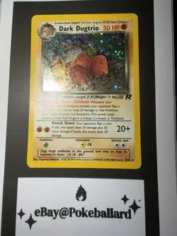🔥 Dark Dugtrio Pokemon 2000 Team Rocket Unlimited Holo Rare 6/82 HP SWIRL 🌀 - Image 1