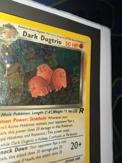 🔥 Dark Dugtrio Pokemon 2000 Team Rocket Unlimited Holo Rare 6/82 HP SWIRL 🌀 - Image 2