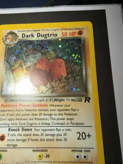 🔥 Dark Dugtrio Pokemon 2000 Team Rocket Unlimited Holo Rare 6/82 HP SWIRL 🌀 - Image 3