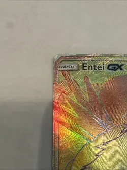 Pokemon TCG Entei GX 74/73 Secret Rare Rainbow Holo Shining Legends LP - Image 3