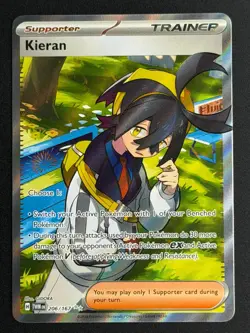 2024 Pokemon Kieran 206/167 TWM EN Ultra Rare Full Art Twilight Masquerade - Image 1