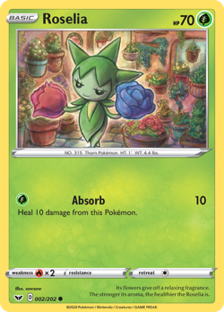 ROSELIA 002/202 C SWORD & SHIELD POKEMON LP SOWSOW - Image 4