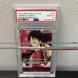2022 ONE PIECE ST01-012 MONKEY D. LUFFY SUPER PRE-RELEASE PSA 10 GEM MINT - Image 1