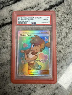 Pokemon TCG Card Mistys Favor 235/236 SM Unified Minds Holo Full Art PSA 8 - Image 1