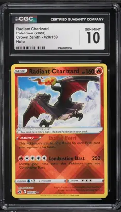 🔥 CGC 10 ENGLISH Radiant Charizard 020/159 Crown Zenith Pokemon Card - Image 1
