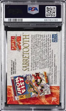 1992 MARVEL MASTERPIECES #78 SABRETOOTH PSA 9 - Image 2