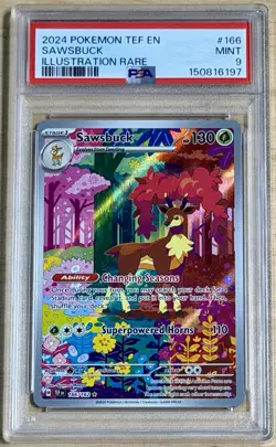 2024 Pokemon Temporal Forces Sawsbuck Illustration Rare #166/162 - PSA 9 - Image 1