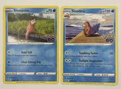 Slowpoke 019/078 + Slowbro 020/078 Pokemon GO 2 Card Lot Pokemon TCG - Image 1
