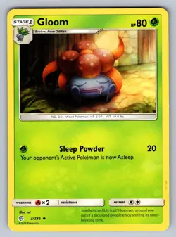 Gloom 3/236 Uncommon Cosmic Eclipse Pokemon Moderately Played - Image 1