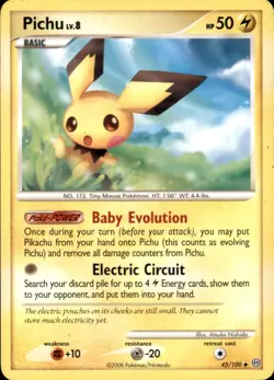 Pichu 45/100 Uncommon Stormfront Pokemon Near Mint - Image 1