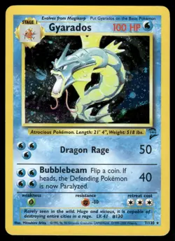 Gyarados 7/130 Holo Rare Base Set 2 Pokemon Moderately Played - Image 1