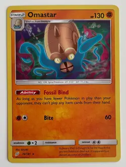 Omastar 76/181 Pokemon TCG SM Team Up Holo LP - Image 1
