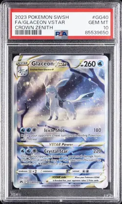 2023 POKEMON SWORD & SHIELD CROWN ZENITH #GG40 FULL ART/GLACEON VSTAR PSA 10 - Image 1
