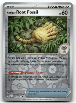 ANTIQUE ROOT FOSSIL 130/142 COMMON REVERSE HOLO STELLAR CROWN POKEMON NEAR MINT - Image 1