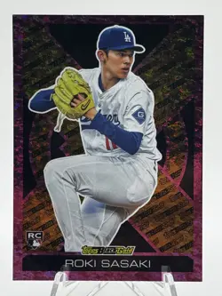 2025 Topps Update #BG-24 Rookie Roki Sasaki Topps Black Gold Pink Foil Dodgers - Image 1