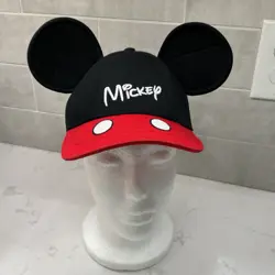 Disney Mickey Mouse Ears Snapback Baseball Cap Hat Adult Unisex Black Red - Image 1