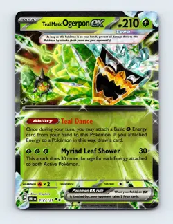 NM Teal Mask Ogerpon ex 012/131 Prismatic Evolutions Double Rare Pokemon Card - Image 1