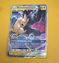 Pikachu & Zekrom GX TAG TEAM 33/181 Team Up Ultra Rare Holo EN 2019 240HP - Image 1