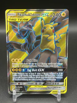 Pokemon Pikachu & Zekrom GX 162/181 Sun & Moon Team Up Full Art NM - Image 1