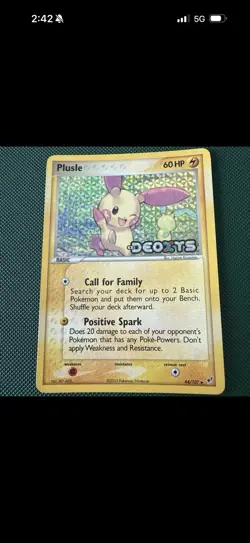 Reverse Holo Deoxys 18/107 Rare Deoxys Pokemon 2005 Played + Plusle Reverse Holo - Image 2