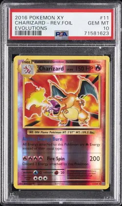 2016 POKEMON XY EVOLUTIONS #11 CHARIZARD-REVERSE FOIL PSA 10 - Image 1