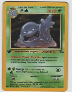 Muk Rare Fossil 13/62 1st Edition Holo Near Mint Pokemon - Image 1