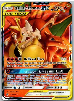 Charizard & Braixen GX 22/236 Holo GX Rare Cosmic Eclipse Pokemon NM - Image 1