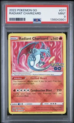 Radiant Charizard 2022 Pokemon Go 011/078 PSA 9 MINT - Image 1