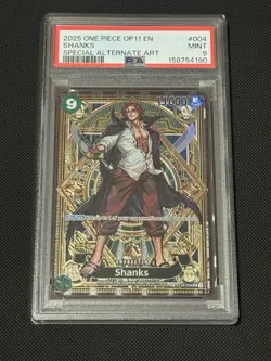 2025 One Piece OP11 EN #004 Shanks Special Alternate Art MINT PSA 9 - Image 1