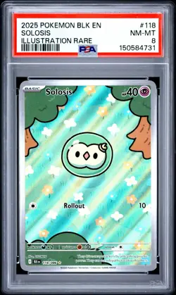 Pokemon TCG Solosis 118/086 Sv: Black Bolt Illustration Rare PSA 8 - Image 1
