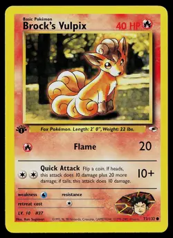 Pokemon Card - Brock's Vulpix Gym Heroes 73/132 Common 1st Edition - Image 1