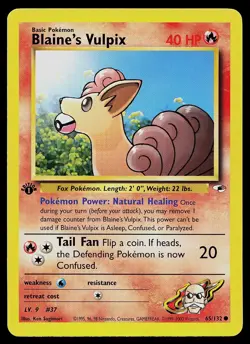 Pokemon Card - Blaine's Vulpix Gym Heroes 65/132 1st Edition Common - Image 1