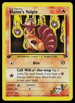 Pokemon Card - Blaine's Vulpix Gym Challenge 66/132 1st Edition Common - Image 1