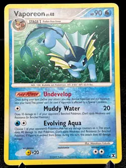 Vaporeon 34/111 HP/DMG Non Holo Rare Cool Green Ocean Art Pokemon Card! - Image 1