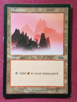 Magic The Gathering URZA'S SAGA MOUNTAIN 345 land card MTG - Image 1