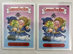 2 Card Lot Garbage Pail Kids Book Worm Retching Romeo 21a Jabbed Juliet 21b - Image 1