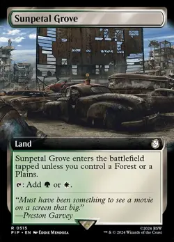 MTG Sunpetal Grove Extended Art Foil Rare 0515 Universes Beyond: Fallout (PIP) - Image 1
