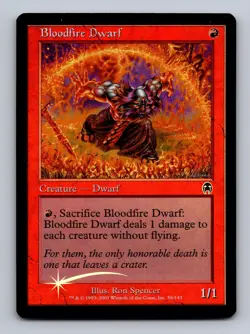 Bloodfire Dwarf 56 Common Apocalypse Magic: The Gathering Foil NM - Image 1