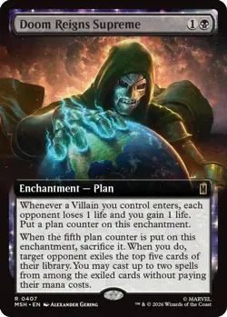 Doom Reigns Supreme (Extended Art) 407 Marvel Super Heroes Foil NM/M MTG - Image 1