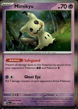 Mimikyu Rare SV02: Paldea Evolved 097/193 Psychic Holo Pokemon Card - Image 1