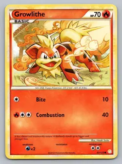 GROWLITHE 65/123 COMMON HEARTGOLD & SOULSILVER POKEMON MP - Image 1