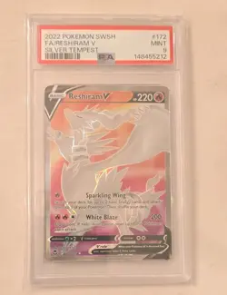 Pokemon TCG Reshiram V Silver Tempest 172/195 English Full Art Graded PSA 9 - Image 1