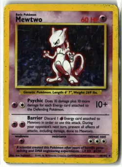 1999 Mewtwo ⭐ 10/102 Holo Rare Base Set Unlimited WOTC Vintage Pokemon MP/HP - Image 1