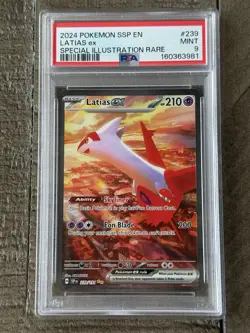 Pokemon SSP EN Surging Sparks Latias EX Special Illustration Rare PSA Mint 9 SIR - Image 1