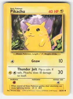 Pokemon PIKACHU 58/102 Base Set Unlimited LP - Image 1