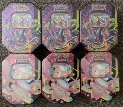 6 x Pokemon TCG Mega Moonlit Tins Case - 3 x Gengar + 3 x Clefable - Brand New - Image 1