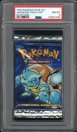 1999 Pokemon Base Set Unlimited Blastoise Art Sealed Booster Pack NM-MT PSA 8 - Image 1