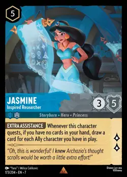 Lorcana - JASMINE INSPIRED RESEARCHER 173/204 RARE (NON-FOIL) Archazia's Island - Image 1