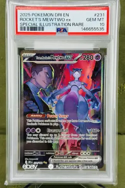Pokemon 2025 Team Rocket's Mewtwo ex 231/182 SIR Destined Rivals GEM MINT PSA 10 - Image 1